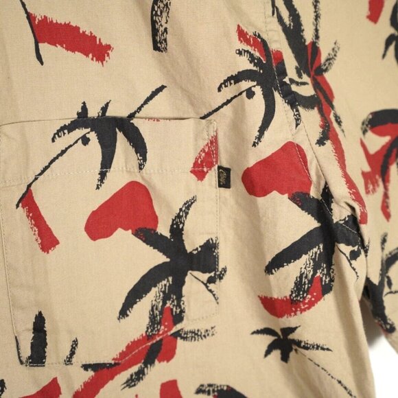 Obey Men's M Brown Floral Palm Tree Gulf Woven Short Sleeve Button Down - Picture 4 of 4